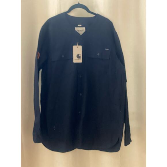 Carhartt WIP Pierre Shirt Dark Navy Stone Washed m xlarge - Picture 1 of 10
